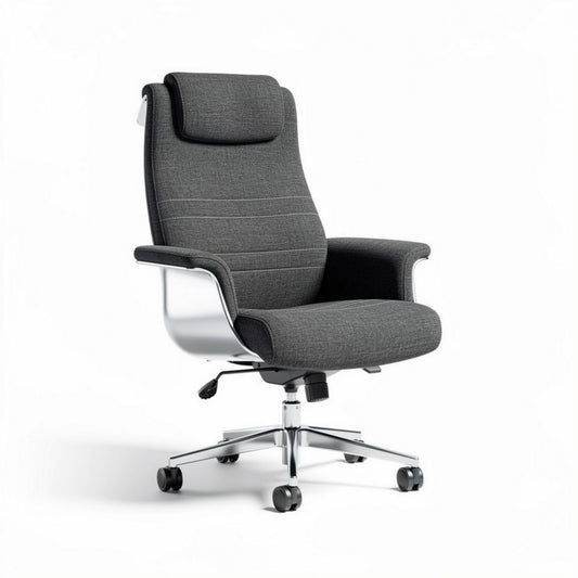 Fotel obrotowy z materiału tekstylnego w kolorze szarym 55 x 65 x 110cm